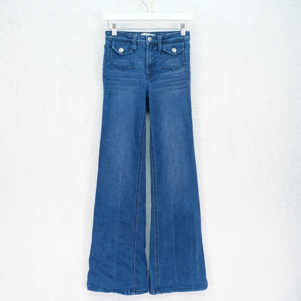 Nine West Blue Denim Jeans -Flare 2-‎ 26 / 31 Whisker Cotton Polyester Mid Rise